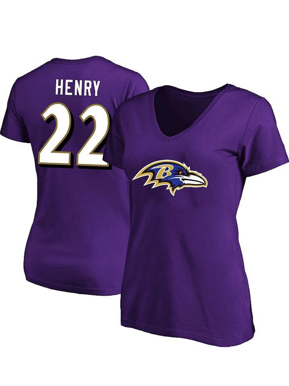 Fanatics Baltimore Ravens Derrick Henry #22 Women’s V-Neck T-Shirt 1XL NWT
